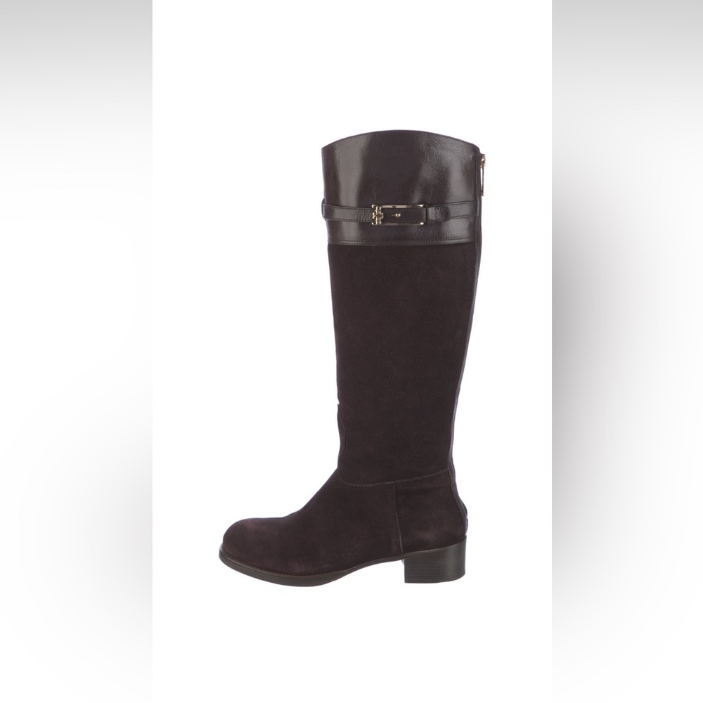 Tory Burch Black Suede & Leather Knee Boots